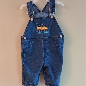 Embroidered denim overalls